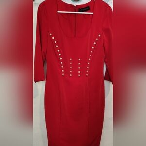Versace Red Dress Gold Medusa Buttons Size 44Italian Needs Repair